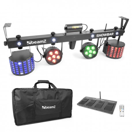 Beamz ShowBar 2 xPAR 6x6in 2xDerby, Laser R/G DMX IR